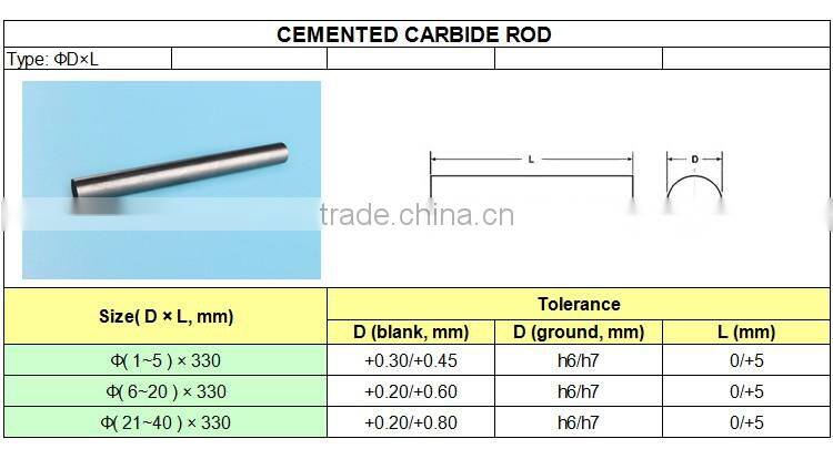 High quality tuntsten carbide rods for screw taps and rotating file
