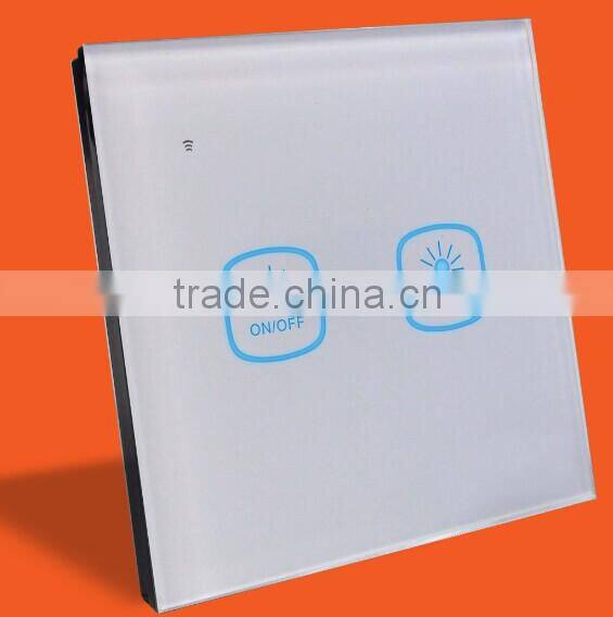 Beautiful LED panel Touch Switch wall switch 2gangs tempered glass