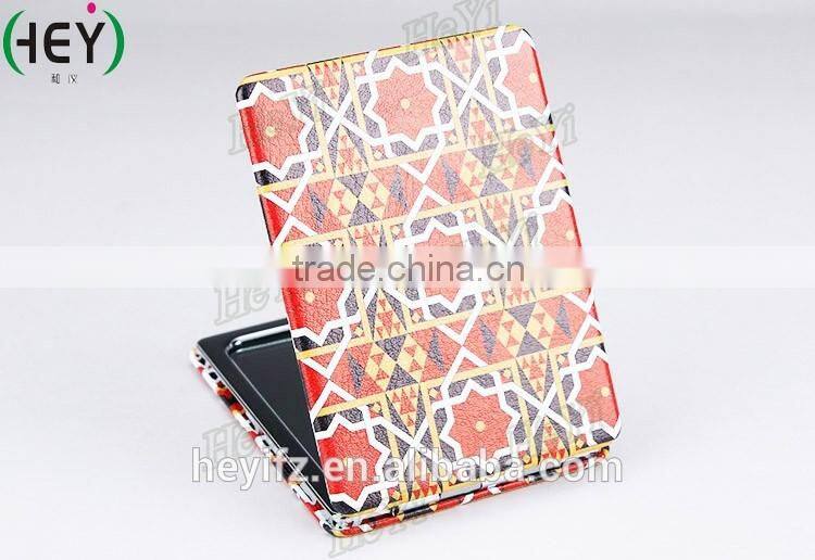 Hot Selling Foldable Double-Sides Nationalistic Style PU Stainless Steell Makeup Mirror