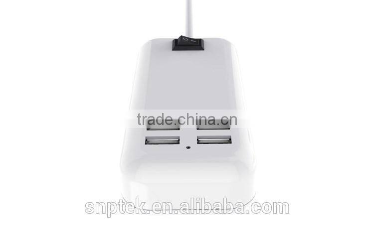 Multiple USB 4 Ports 3A Charger Quick USB desktop Charger with button swift for iPhone iPad SamsungGalaxy Pad