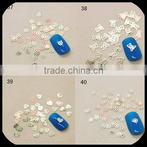 Hollow flower metal gold 3D nail art decoration /nail flower /nail art jewelry supplier