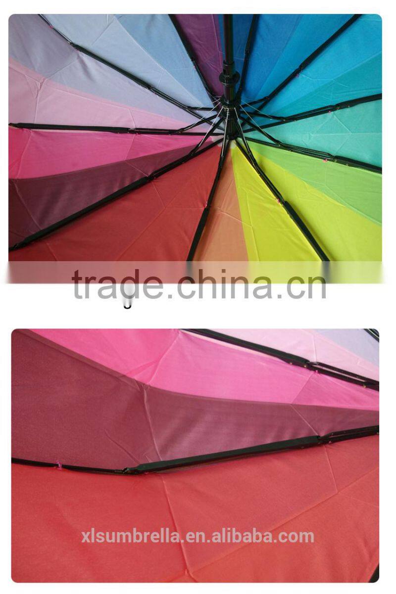 colorful rainbow 10 ribs automatic lady gift umbrella