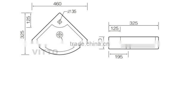 wall hung corner basin