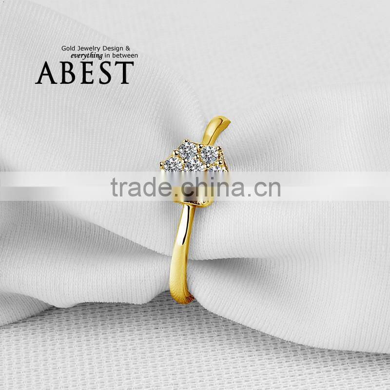 Cluster Solitaire Ring 10K Yellow Gold Micro Pave Engagement Wedding Ring Lady's Fashion Jewelry Ring