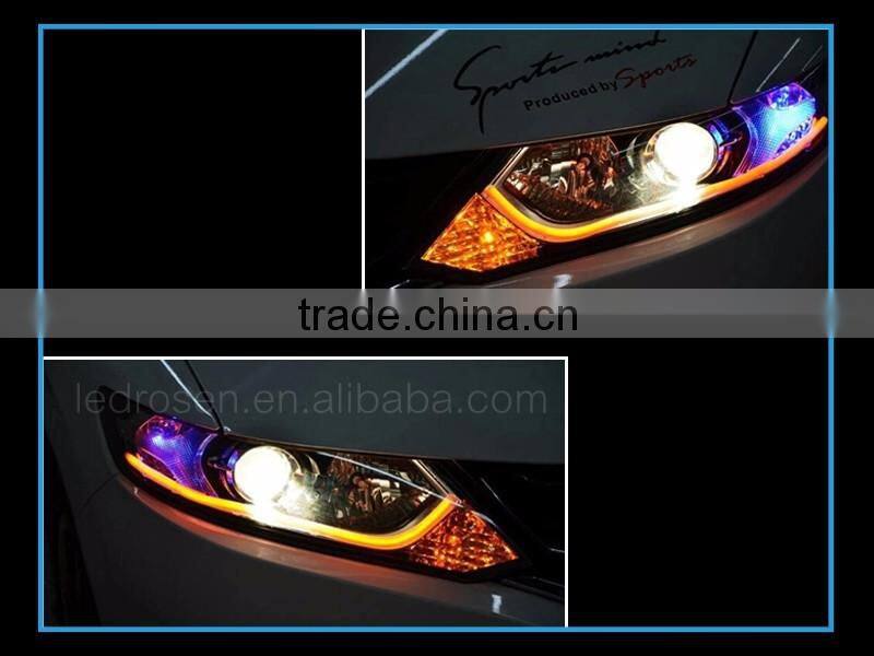 Dual Color White-Amber Car Switchback LED Tube Strip Light DRL Daytime Running Light Flex DRL 30cm 45cm 60cm 90cm