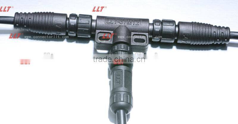 LLT Easy Installable M12 series T connector Outdoor lighting electrical Tee Connector