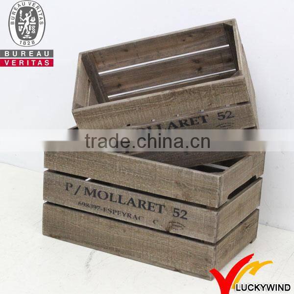 Rectangle Handmade Distressed Brown Wooden Fruit Vegetable Crates
