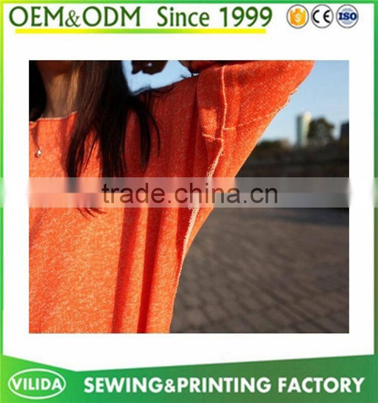 Latest Fashion Casual Loose Long Sleeve 100% Cotton Blank T-shirt Dress