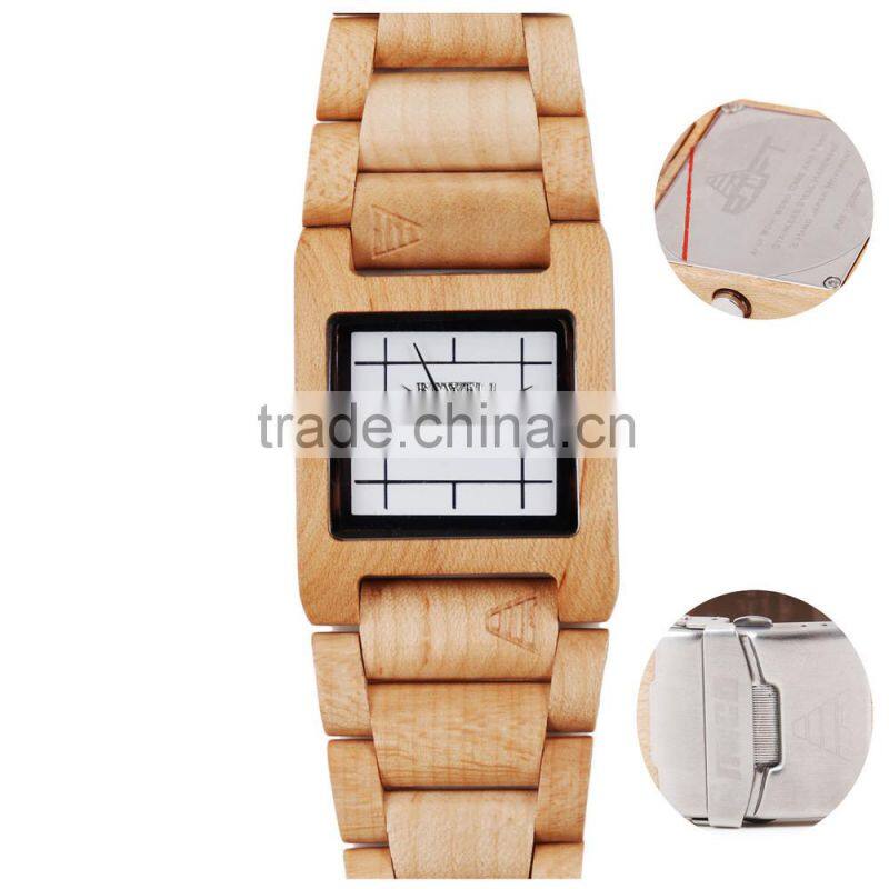 Hot Sale Top Gift Item Black Ebony Wood Watch Square Face Luxury Wristwatch Wooden Watches for Men Gifts