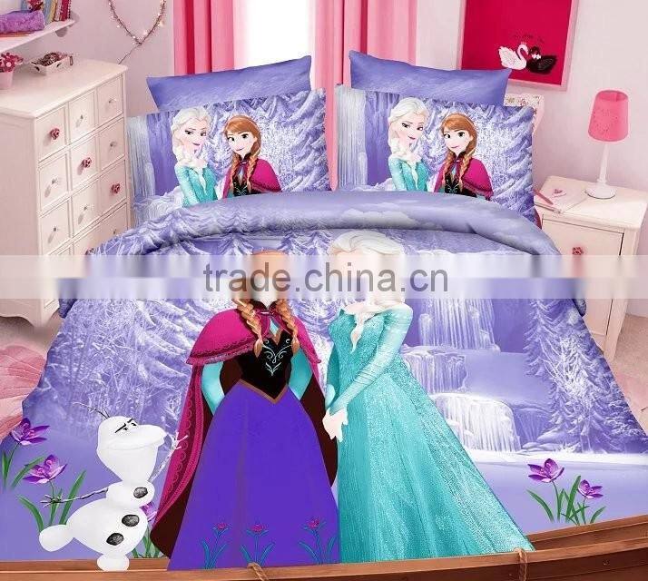 3D Pink Carton design Printed velvet Bedding Set bedsheet set