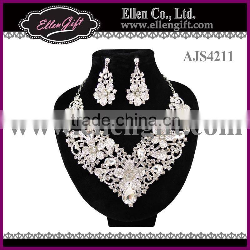 Fashion Crystal Necklace Earring Set Bridal Jewelry Set AJS4211