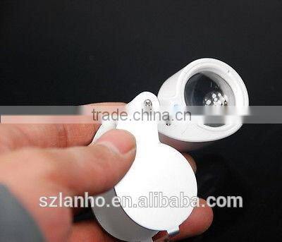 Pocket 40X 25mm Magnifying Glass Magnifier Folding Jewelry Loupe Loop Led Light