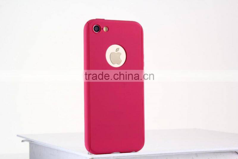 360 Degree Full Cover Plastic Hard Case for iPhone 7 7 Plus Shockproof Case with Tempered Glass