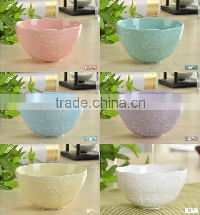 Wholesale Europe style Embossed ceramic bowl porcelain bowl