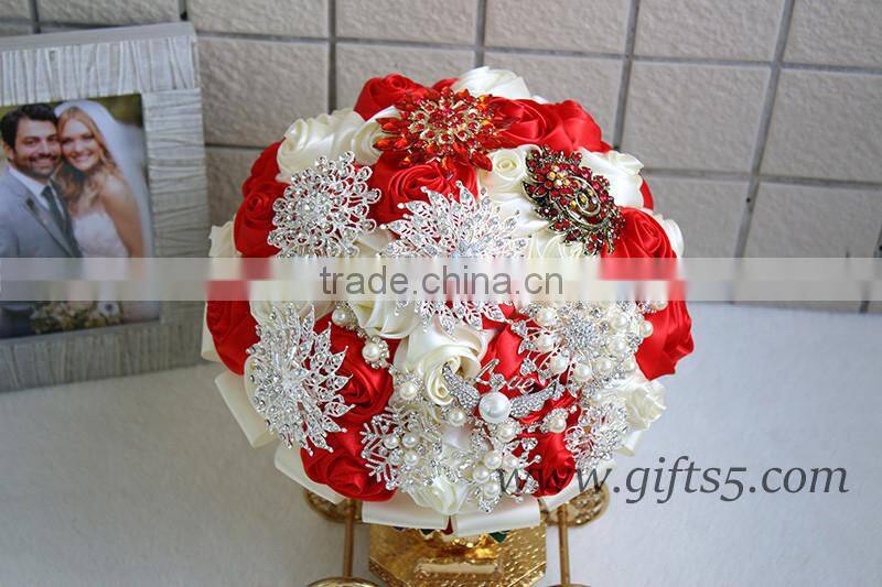 Gorgeous red wedding bouquet crystal bouquet jewelry