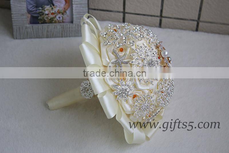 Wedding Bouquet Purple Pink White Roses Bridal Bouquet with Pearls