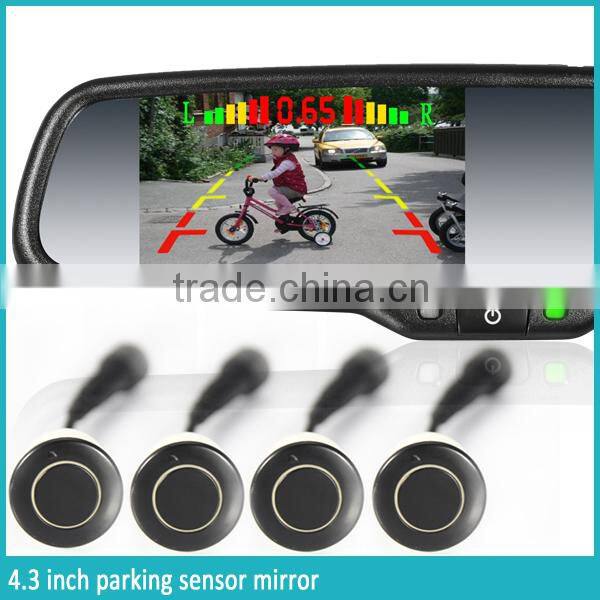 car rearview mirror monitor with OEM parking sensor 4 replaceable radar detectors and backup camera display