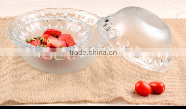 clear cheap glass salad bowls with apple frosted effect