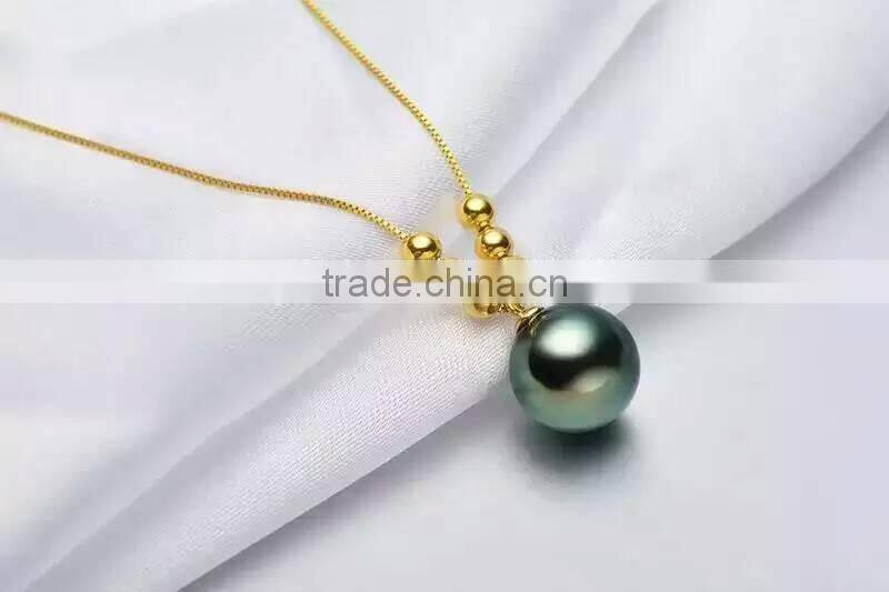 Valentines Gift 9-10mm Black Tahitian Pearl Pendant 2016 Modern 18k gold Pendant