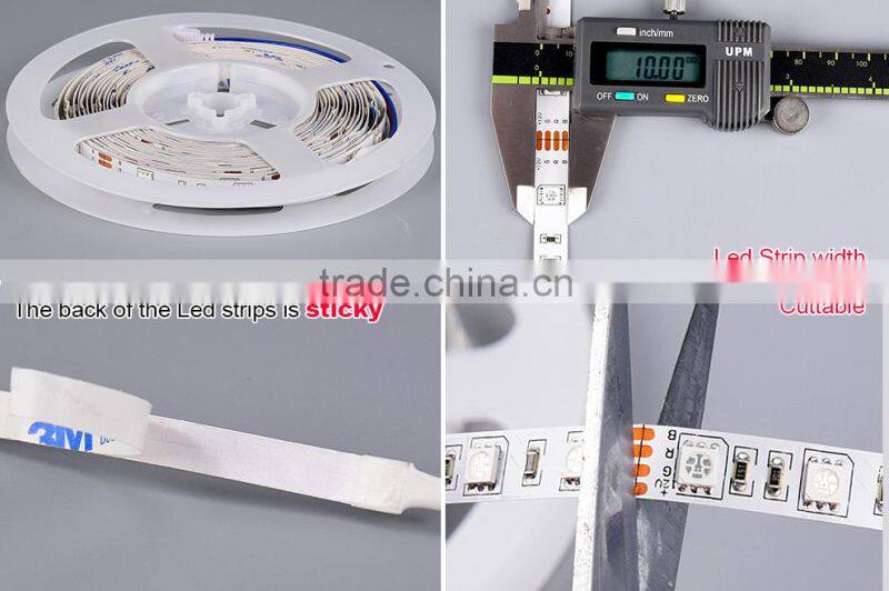 12v IP65 waterproof smd 5050 30led/m flexible rgb led strip with remote controller