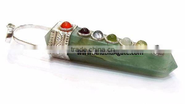 Black Jasper Chakra Flat Stick Pendant With Chakra Cabs : Wholesale Gemstone Chakra Pendants for sell
