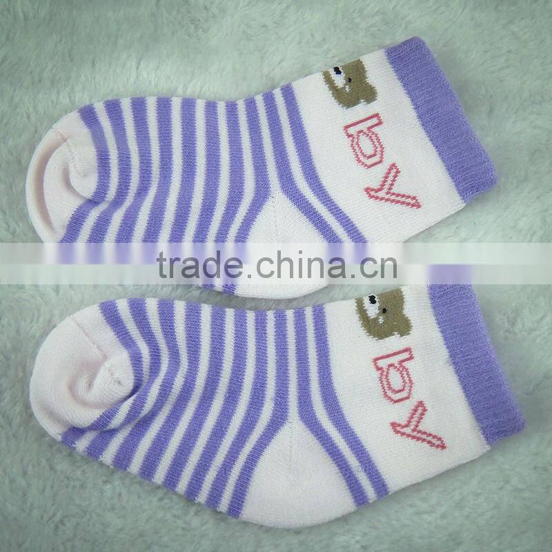 oem scan New design bulk disposable cotton tube socks for children stripe blue color