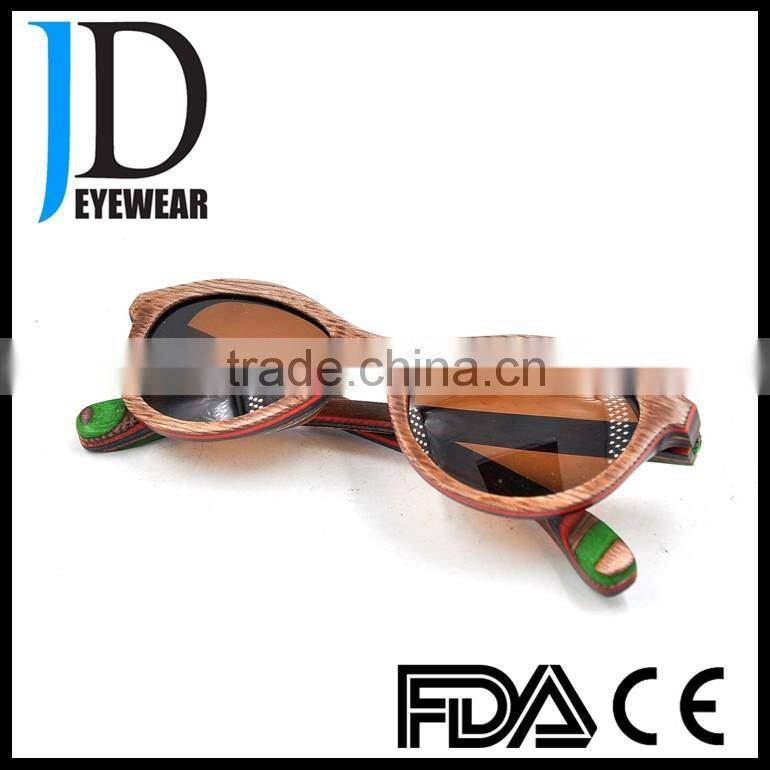 bulk buy CE cat eye frame shape skateboard wood sunglasses polarized