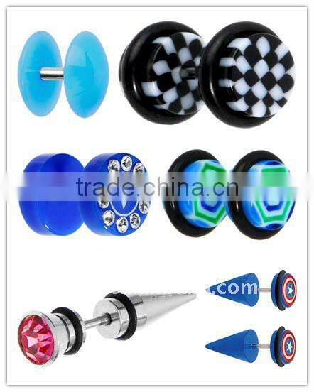 Fake non-piercing magnetic plug blue star logo body piercing jewelry