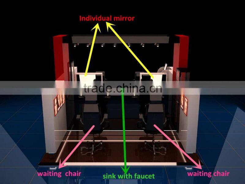 White glossy mall cosmetics kiosk showcase with storage and signage with led inside