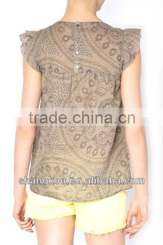 fashion design summer women sleeveless topsand blouse chiffon elegants blouse and tops SHK 101