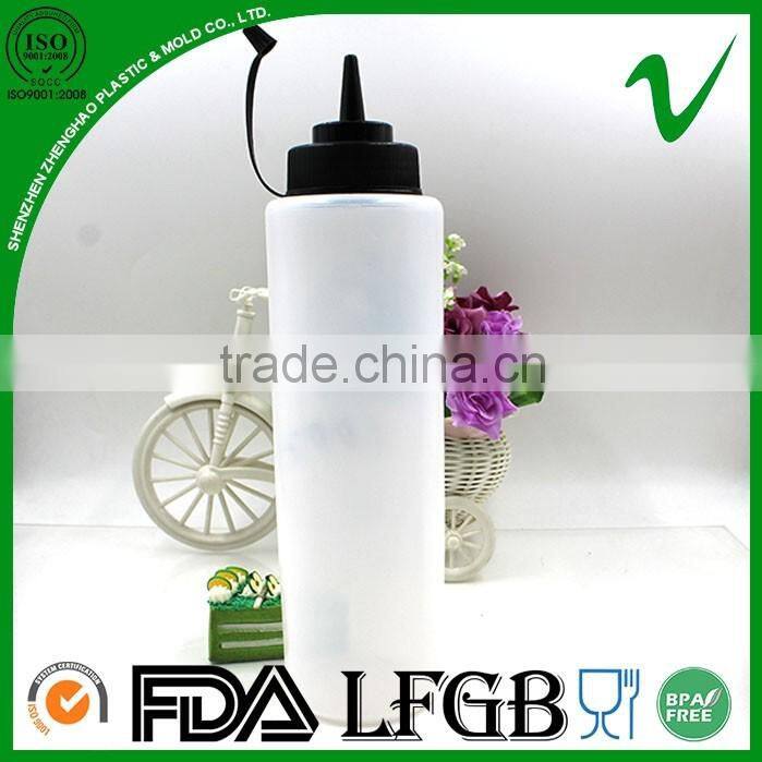 1liter LDPE empty plastic squeeze sauce bottle with dropper cap