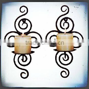 handicrafts Home decor gift cheap candleholder metal wall mounted wrought iron candle holder