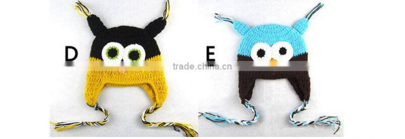Cute Funny Baby Boy Girls Toddler Child Owl Knit Crochet Hat Beanie Cap Handmade Wholesale