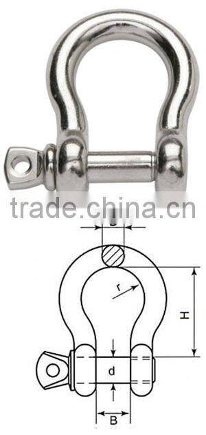 screw pin or bolt type stainless steel shackle