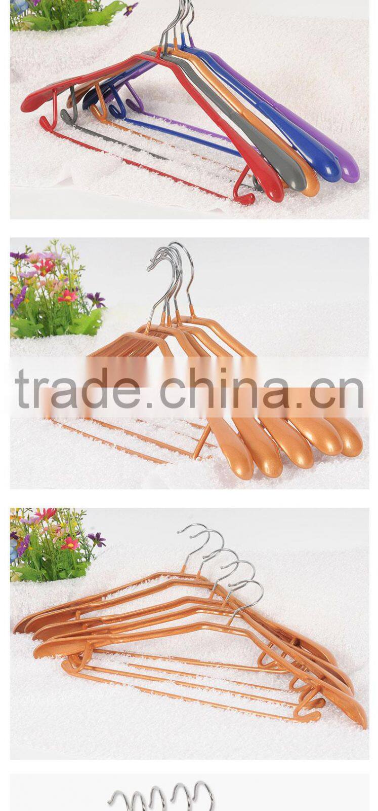 anti-slip plastic wrapped iron clothes hanger-blue