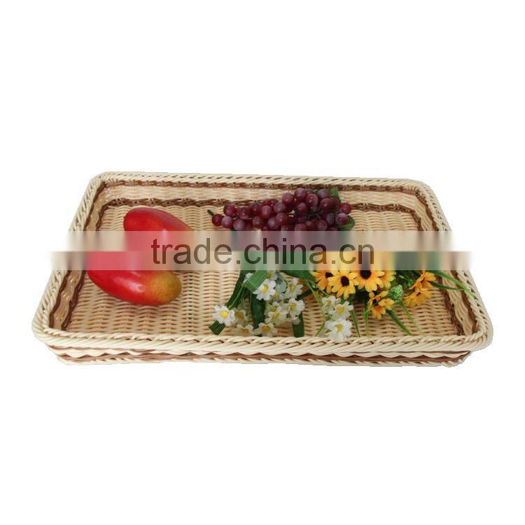 Supermarket equipment wicker plastic bread tray rattan fruit display basket