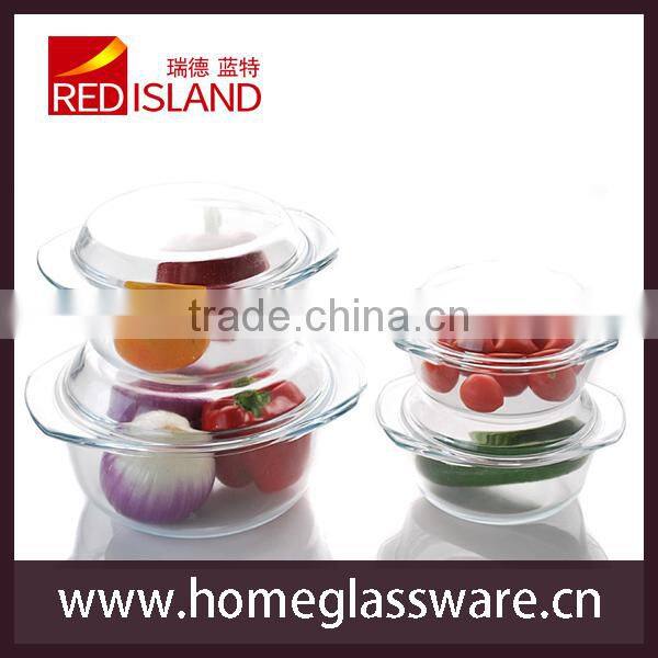 1L transparent tempered glass bowl set for microwave oven