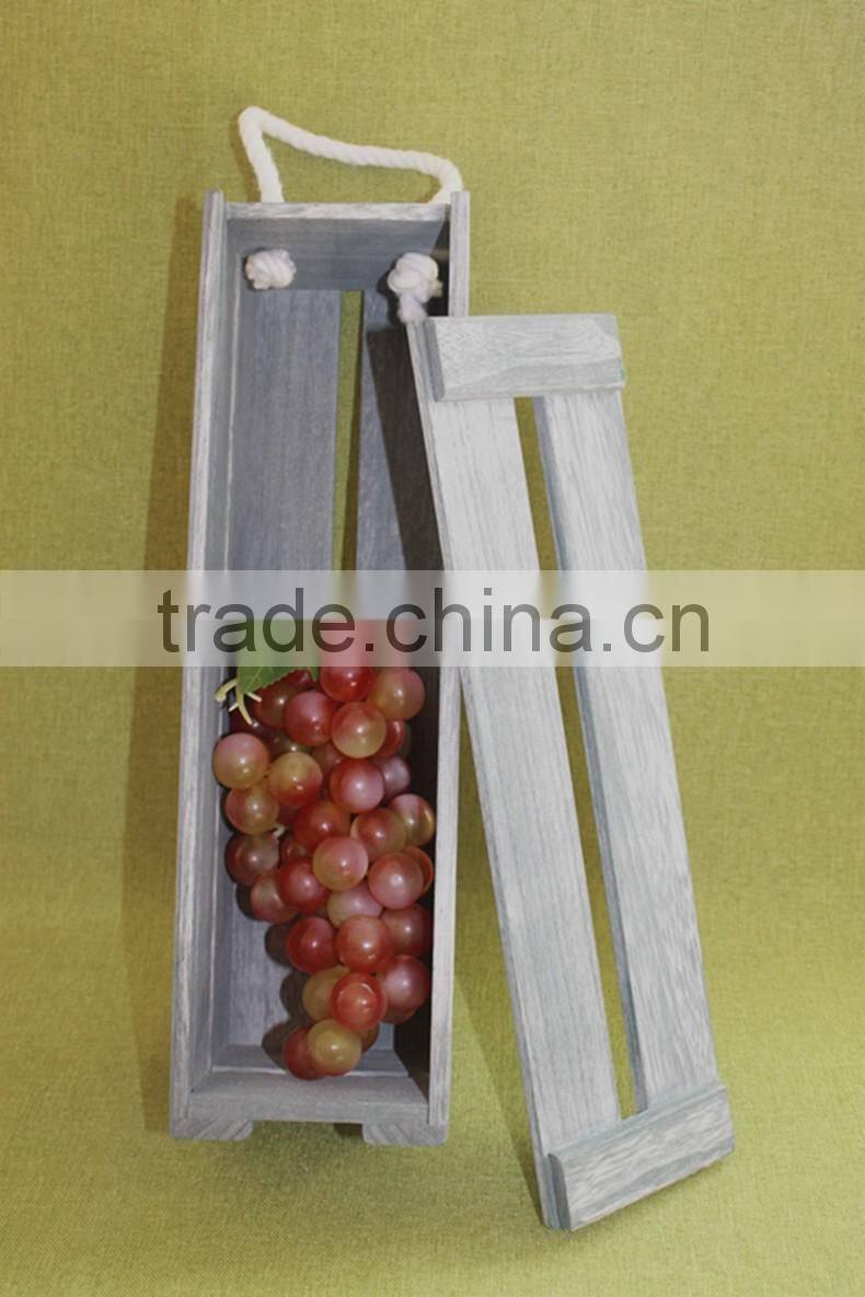 Vintage handmade cheap wooden wine bottle gift packing laths boxes with slide lid