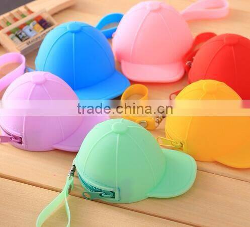 cy277 Women Coin Purse Silicone Bag Cap Hat Candy Color Zipper Bag Cute Girls Coin Purse Key Holder Case Bags