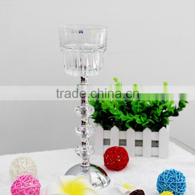 wholesale colored red crystal long-stemmed martini glass candle holder