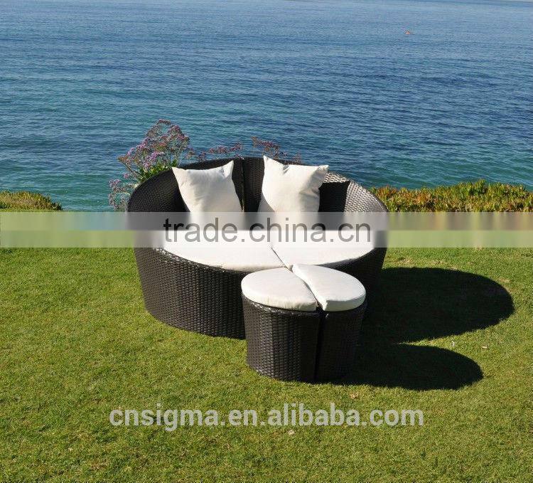 Sigma garden wicker furniture round beach bed outdoor daybed