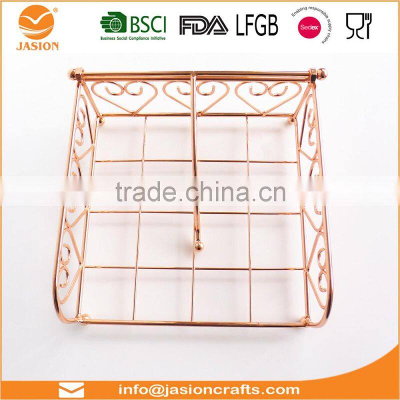 WI2904 'Heart' Black 18x18cm Metal Wire Napkin Holder