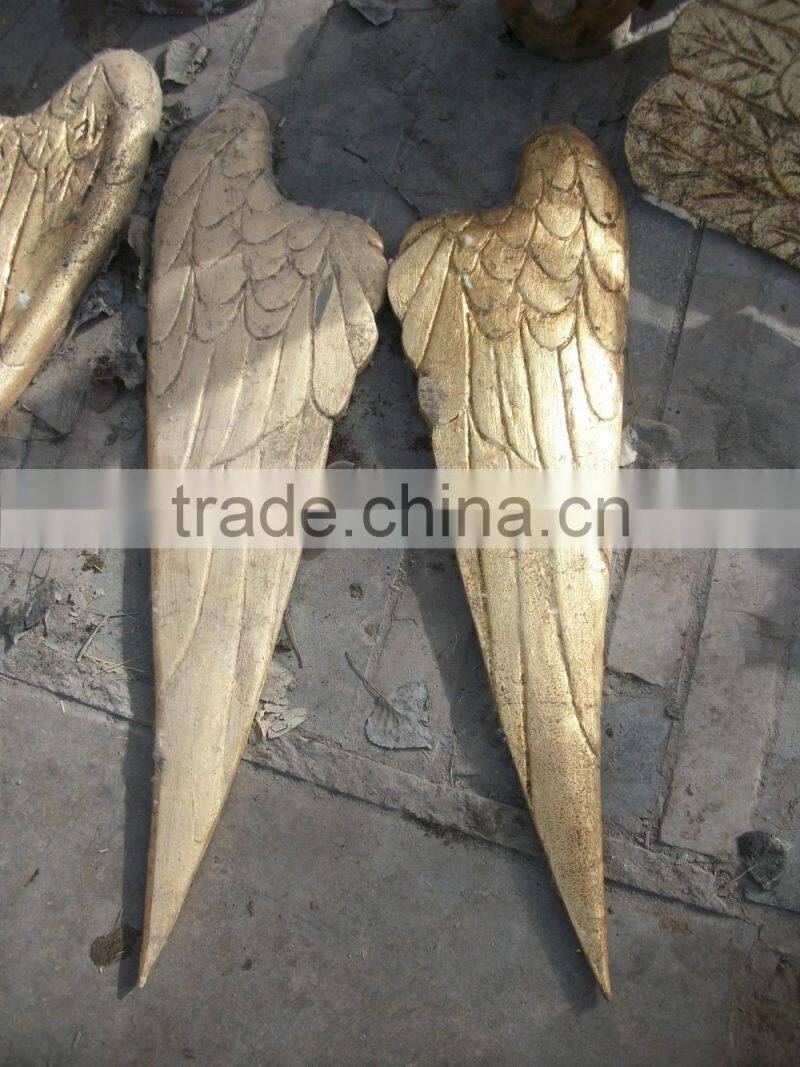 Antique hand carving gold wooden dance angel wings