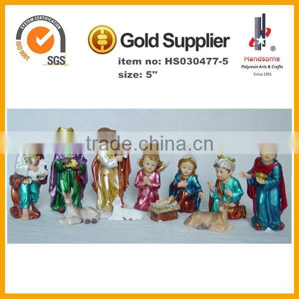 5''H golden painting indoor nativity sets
