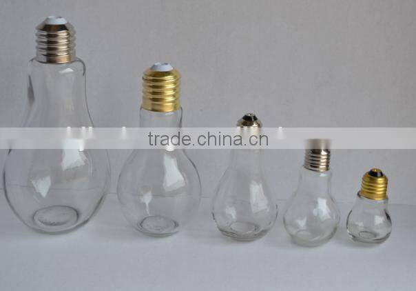 mini bulb shape glass mason jar orange juice jar with straw