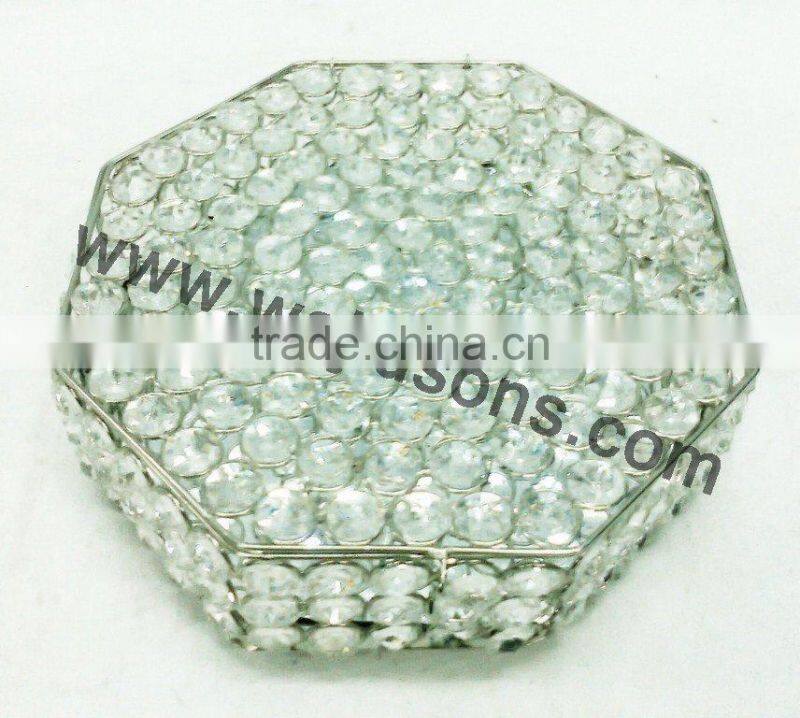 New design silver metal candle holder with crystal