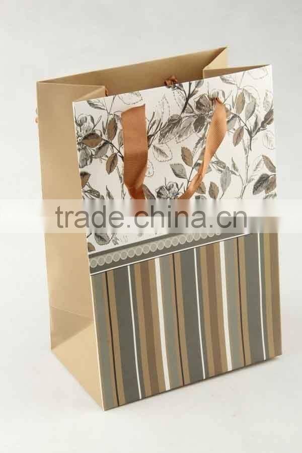 Printed Foldable Gift Bag With Stripe Patterns/ Shopping Paper Bag