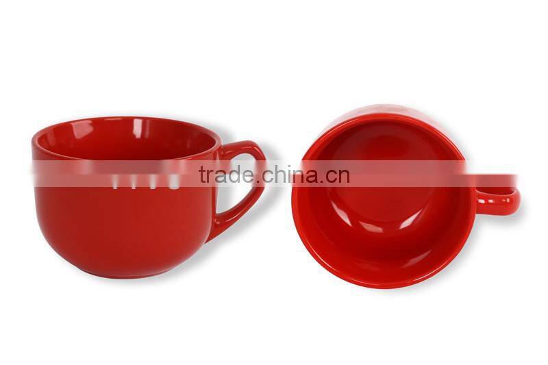 soup mug,red cearmic soup mug 21oz