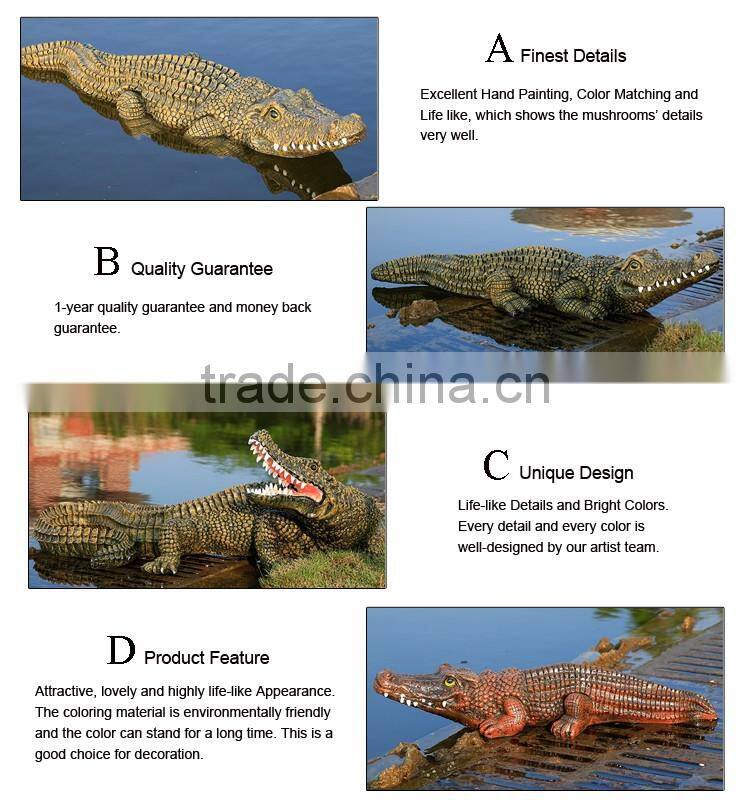 wholesale outdoor garden decoration promotion life size crocodile fiberglass animals for sale
