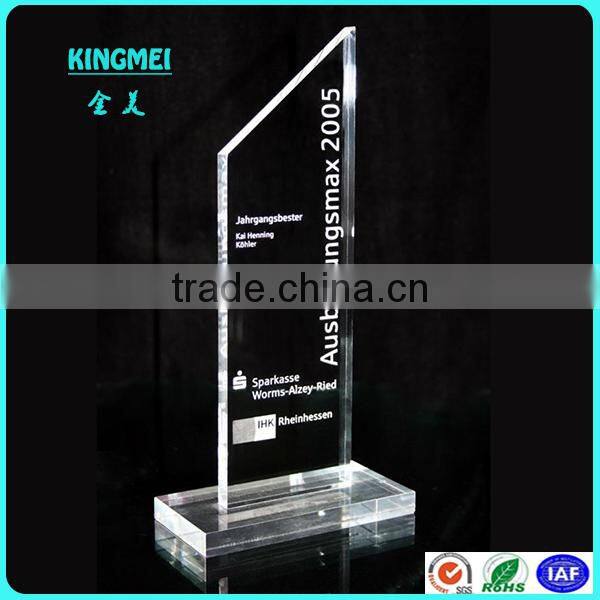 Custom shaped acrylic crystal custom trophy award,handmade crystal trophy